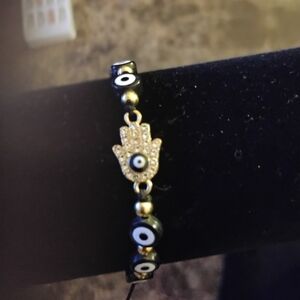 Gold and Black Evil Eye Bracelet